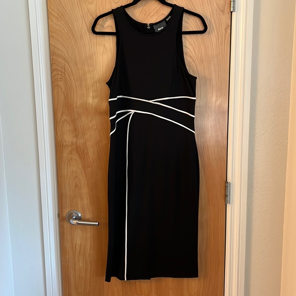 Anthropologie Maeve Black sleeveless dress with crème piping size 10